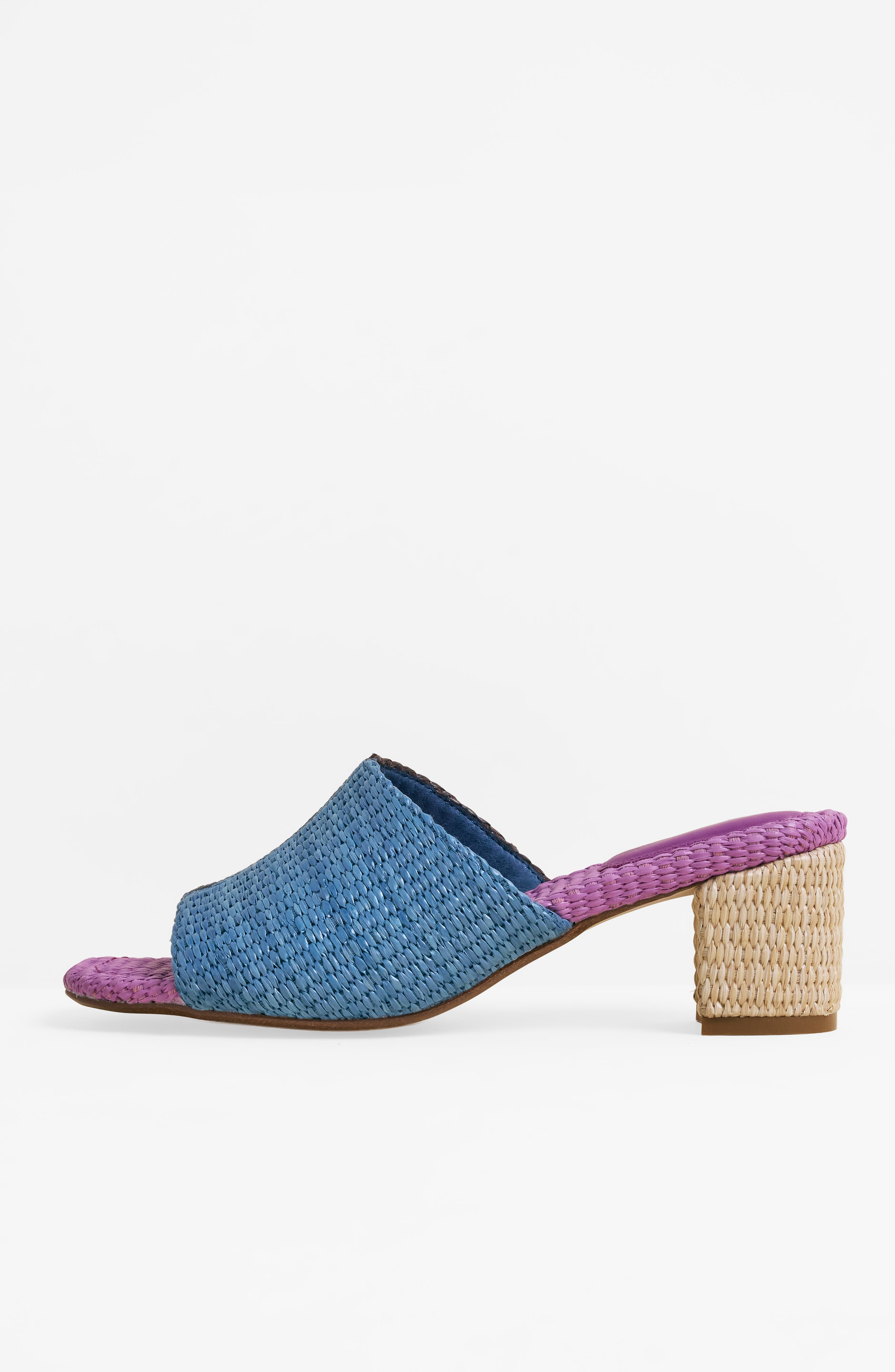 Charlotte Stone Lenu Mismatch Woven Slide Sandal, Alternate, color, Raffia