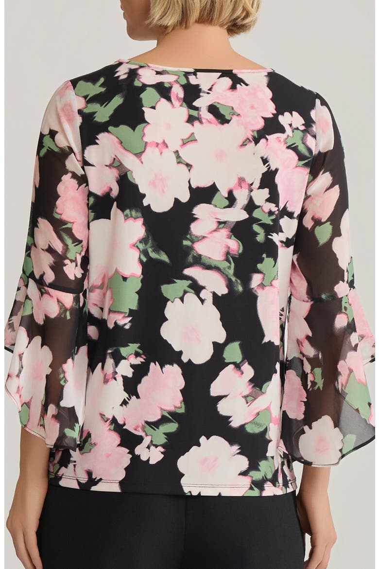 Floral Flutter Sleeve Top, Alternate, color, BLACK MULTI