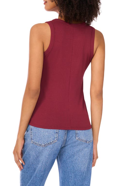 Halogen ® Fitted Ribbed Tank Top In Burgundy