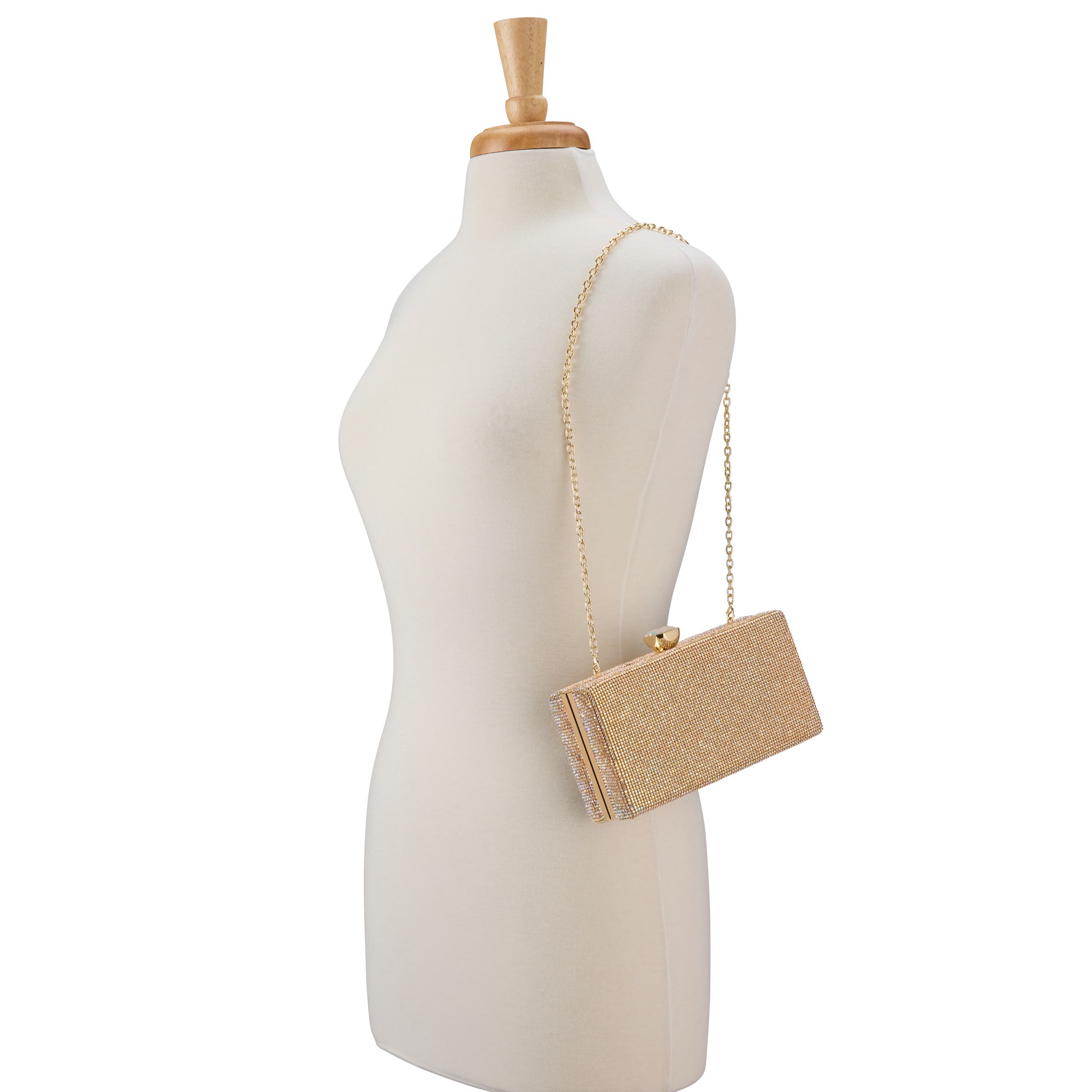 Olivia Crystal Top Minaudiere, Alternate, color, Metallic Gold