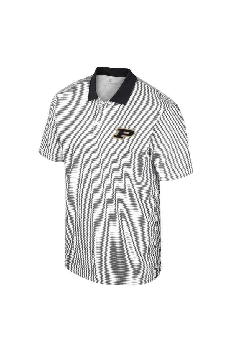 COLOSSEUM Men's Colosseum White/Black Purdue Boilermakers Print Stripe Polo, Alternate, color, 