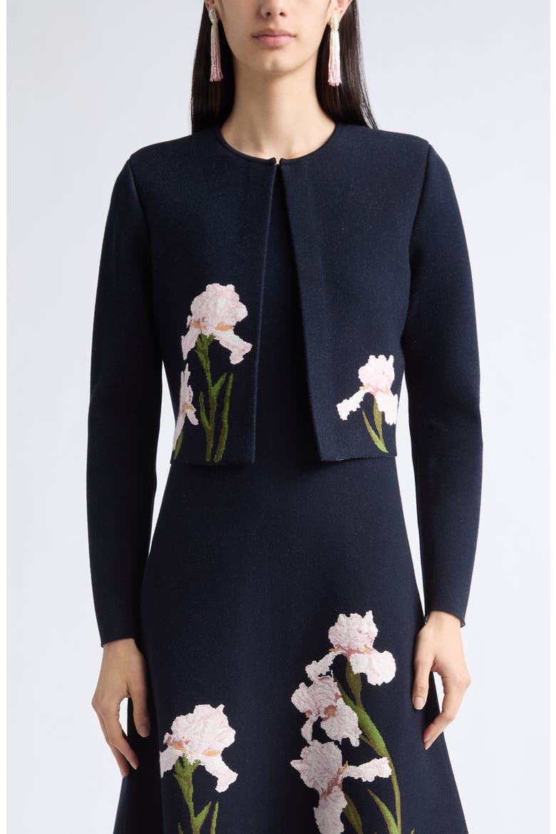 Iris Floral Jacquard Jacket, Main, color, NAVY MULTI