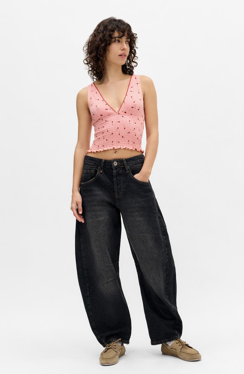 BDG Urban Outfitters Verity Smocked Crop Tank, Alternate, color, Rose