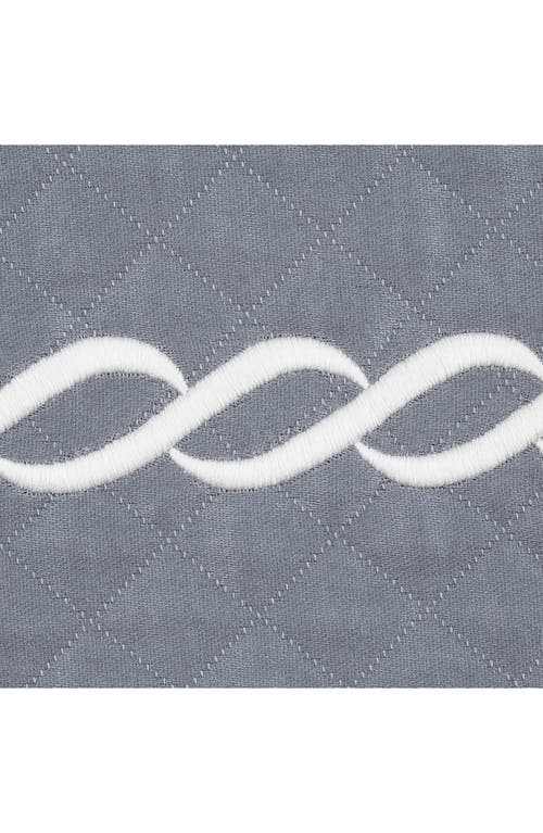 Matouk Classic Chain Scallop Matelassé Coverlet In Steel Blue/bone