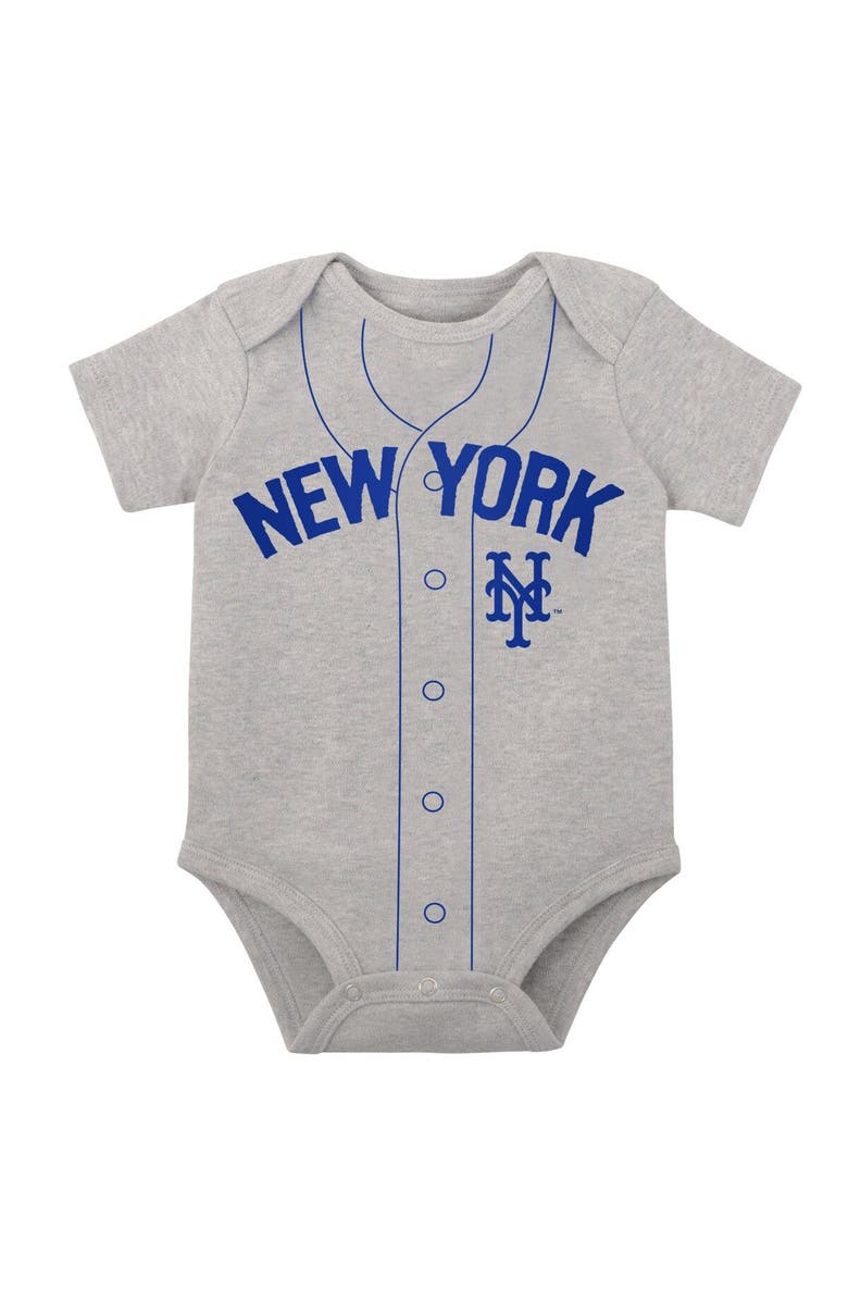 Outerstuff Newborn & Infant White/Heather Gray New York Mets Little Slugger Two-Pack Bodysuit Set, Alternate, color, 