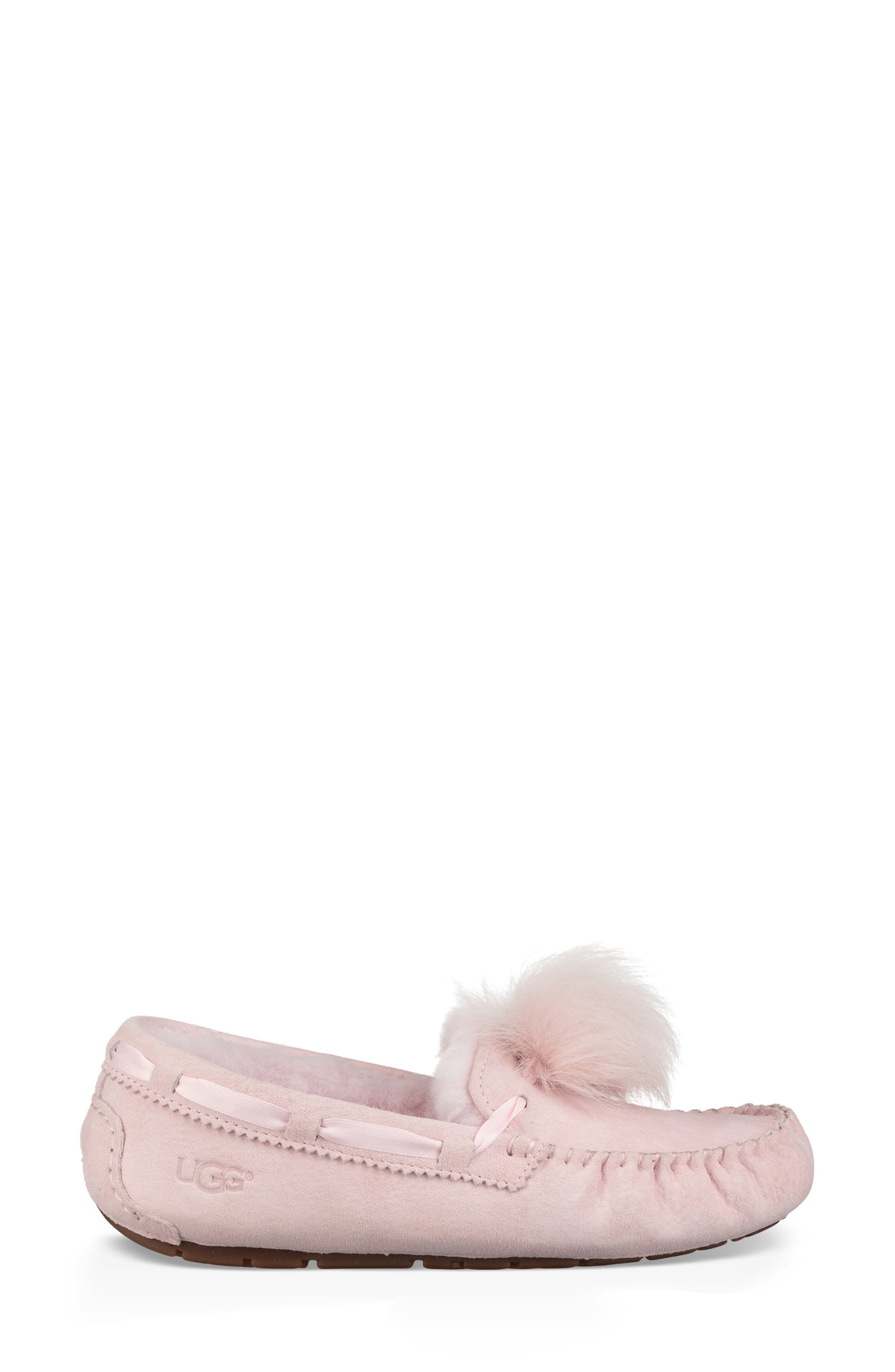 Dakota Genuine Shearling Pompom Slipper, Alternate, color, SEASHELL PINK