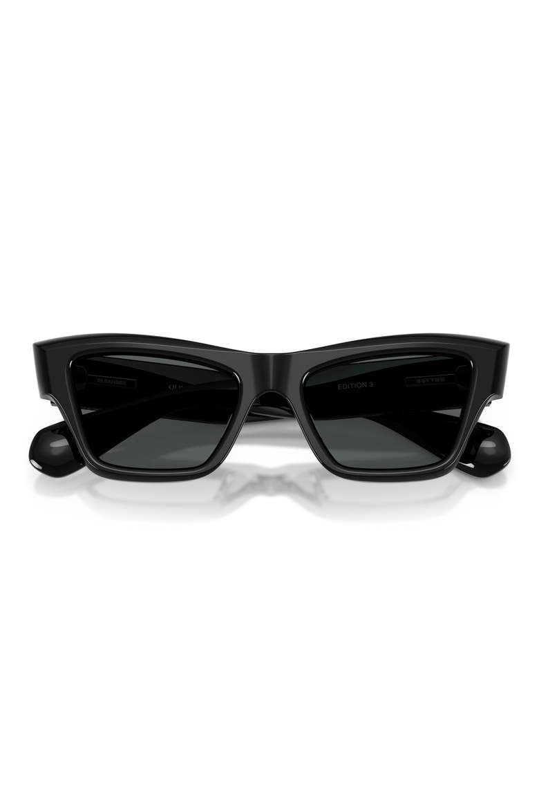 52mm Jil Sander Edition Cat Eye Sunglasses, Alternate, color, BLACK / CARBON GREY