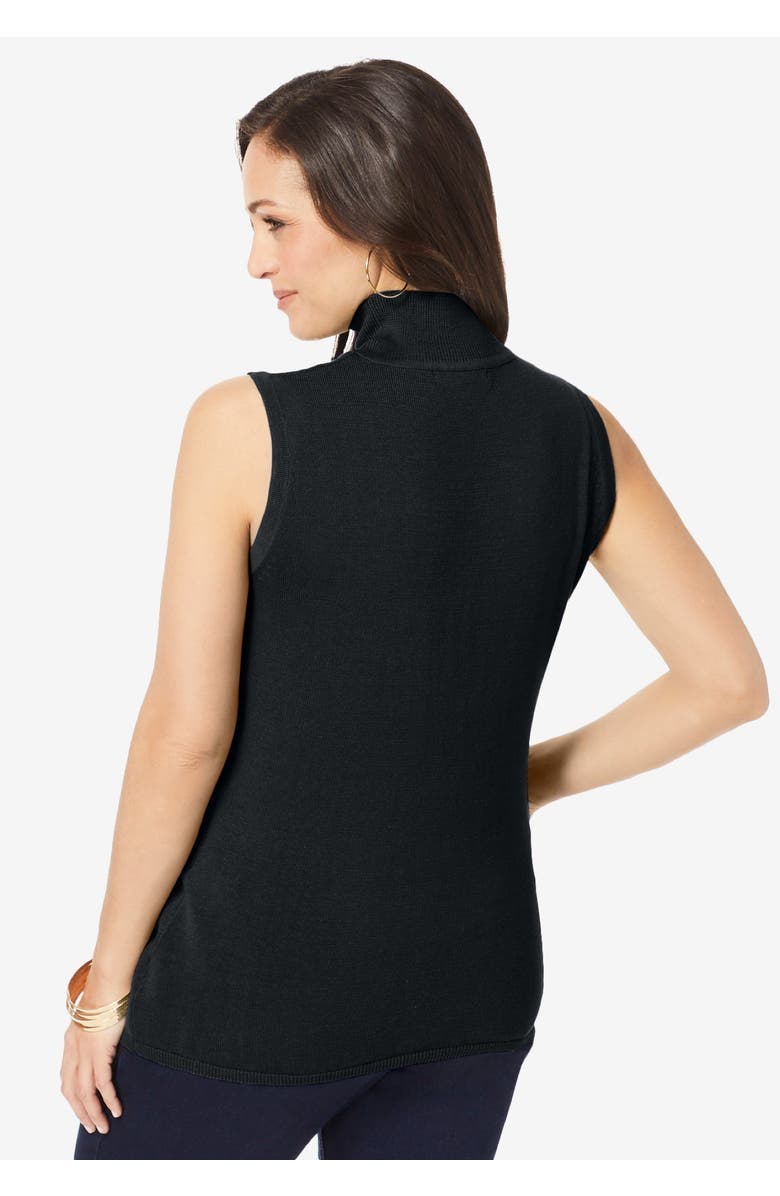 Jessica London Fine Gauge Mockneck Sweater, Alternate, color, Black