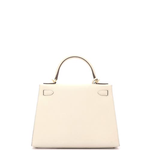 Pre-owned Hermes Hermes Kelly Handbag Light Epsom With Gold Hardware 28 In White