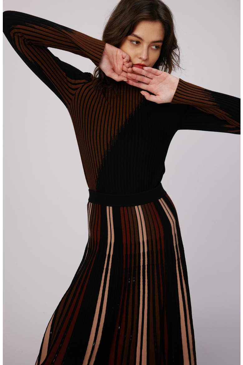Marisol Mock Neck Sweater, Alternate, color, BROWN/BLK