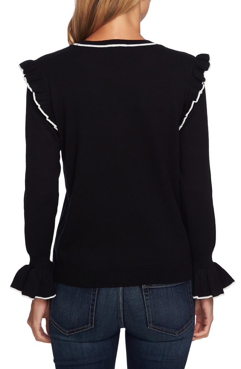 CeCe Ruffle Detail Cotton Blend Sweater, Alternate, color,