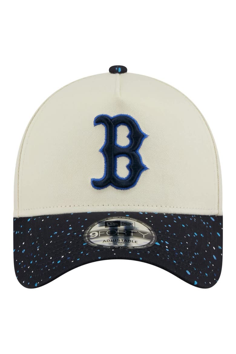 Men's New Era  Cream Boston Red Sox Speckle A-Frame 9FORTY Adjustable Hat, Alternate, color, Cream