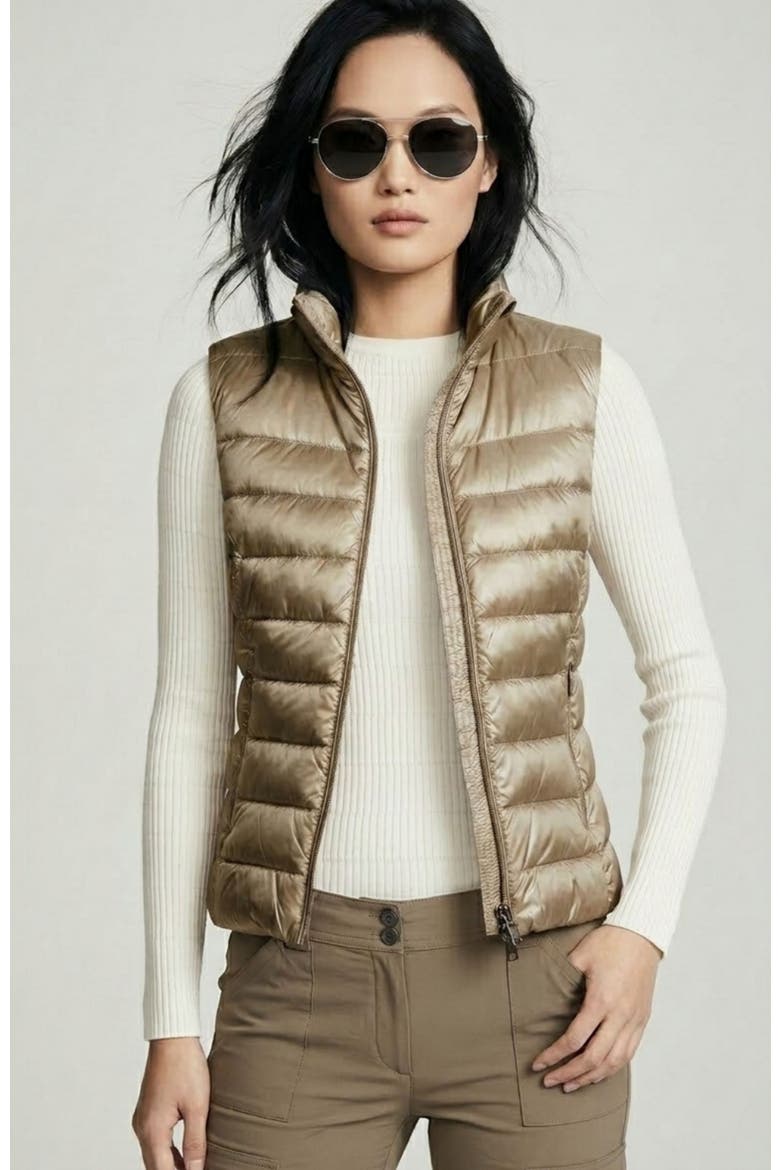 Vela Puffer Vest, Main, color, Champagne