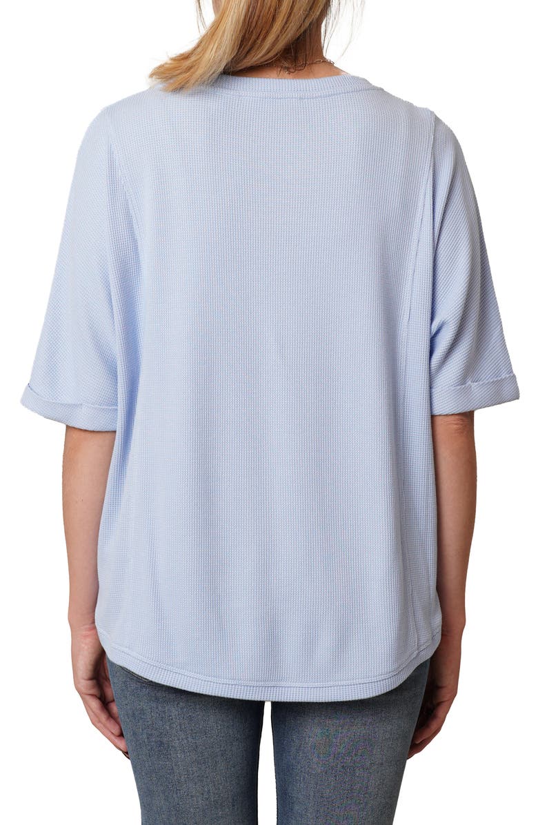 CYRUS Crewneck Elbow Sleeve Waffle Knit Top, Alternate, color, Sky Blue