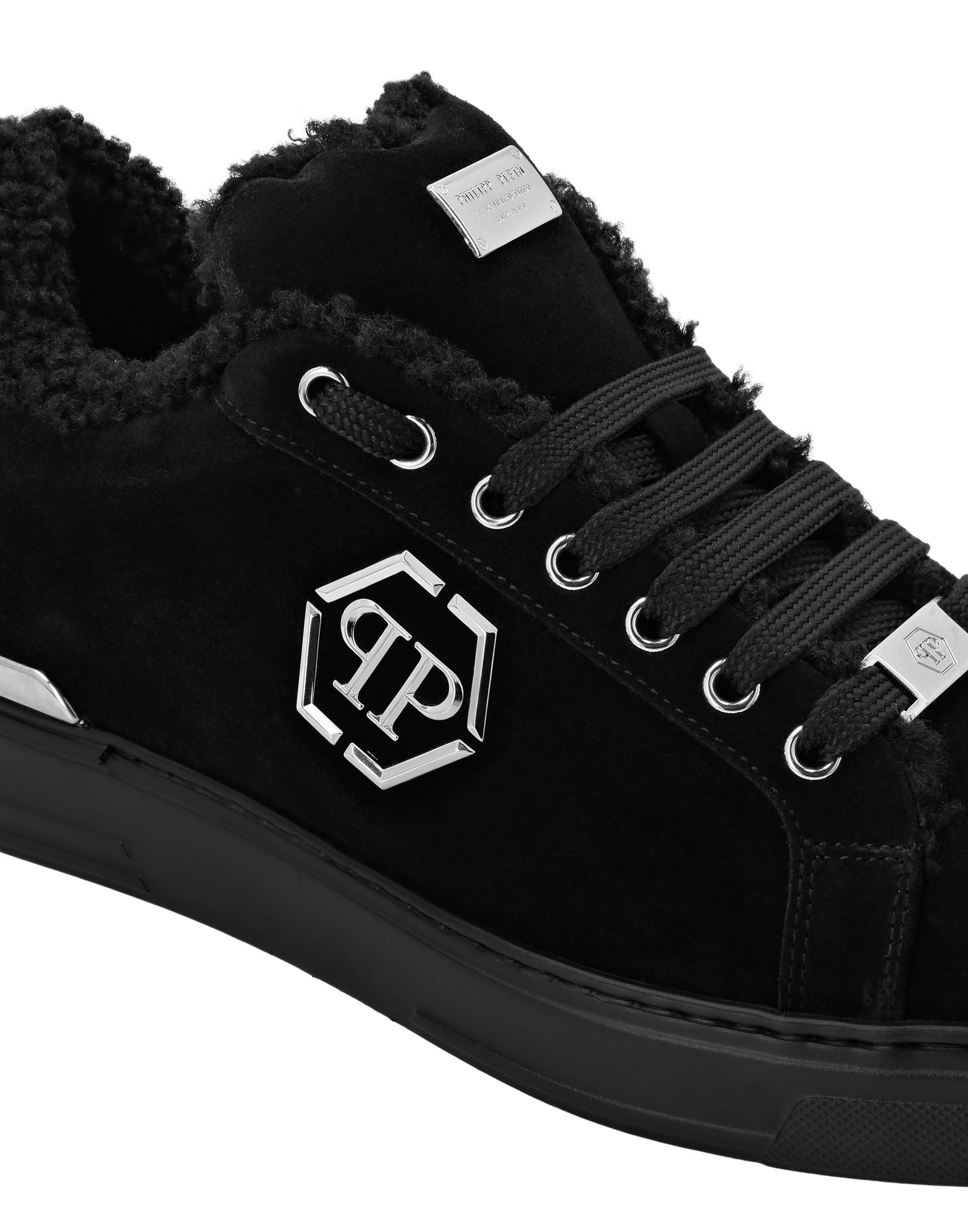 Suede Fur Low Top Sneakers Carson Men, Alternate, color, black/black