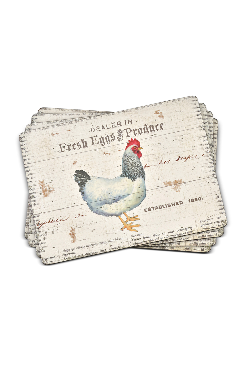 On The Farm Set of 4 Cork Back Placemats, Main, color, Multi