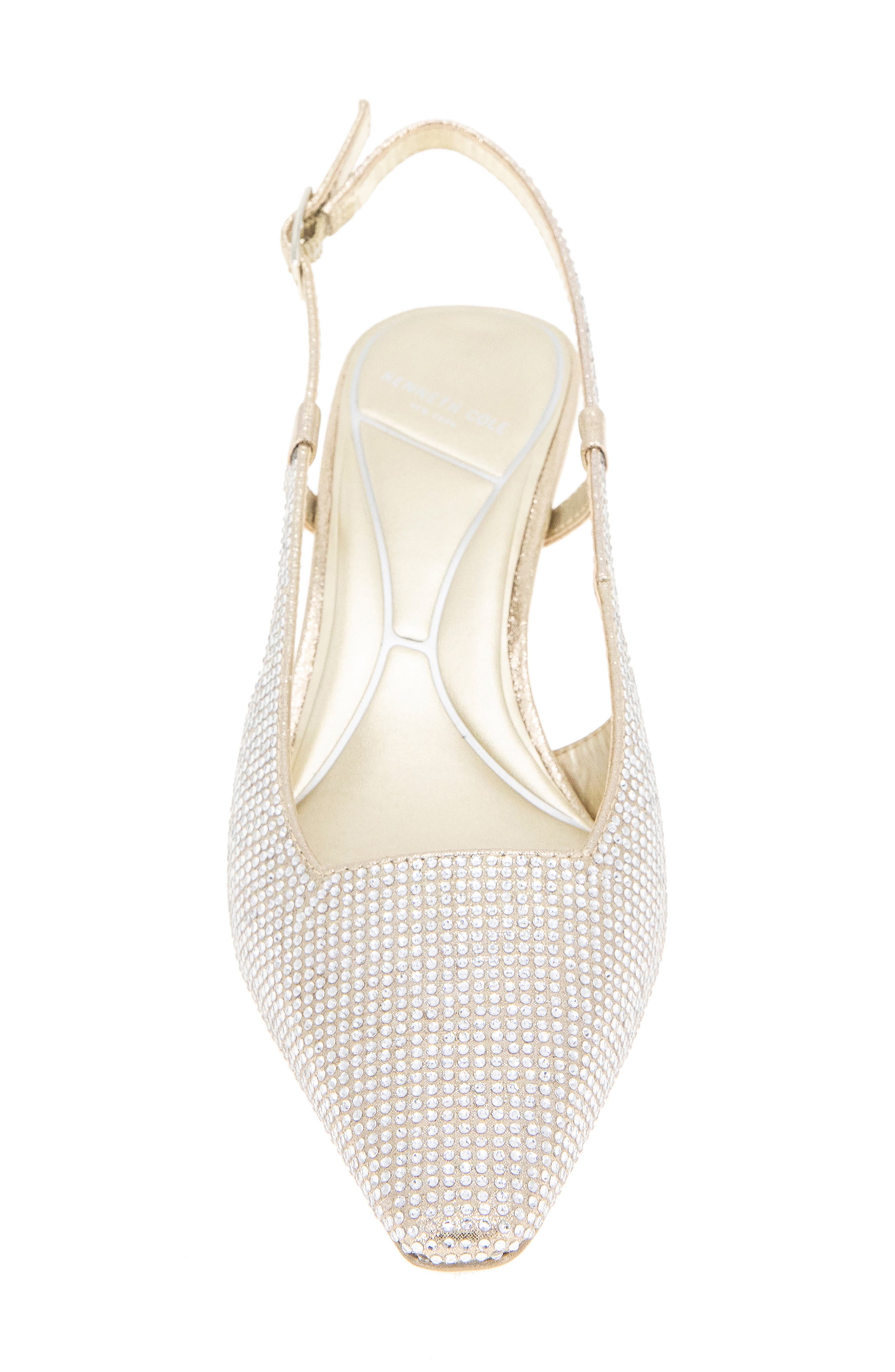 Kenneth Cole Martha Crystals Slingback Kitten Heel Pump, Alternate, color, Gold Fabric