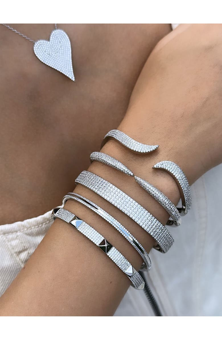 SHYMI Pavé Curl Cuff Bracelet, Alternate, color, Silver