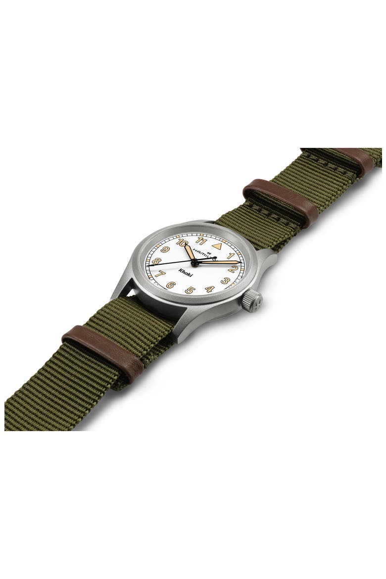 Khaki Field NATO Strap Watch, 33mm, Alternate, color, WHITE