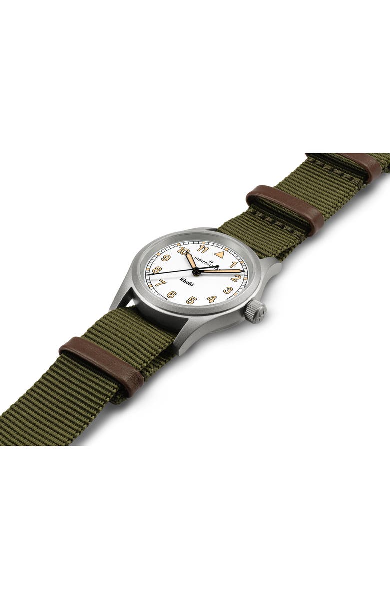 Hamilton Khaki Field NATO Strap Watch, 33mm, Alternate, color, White