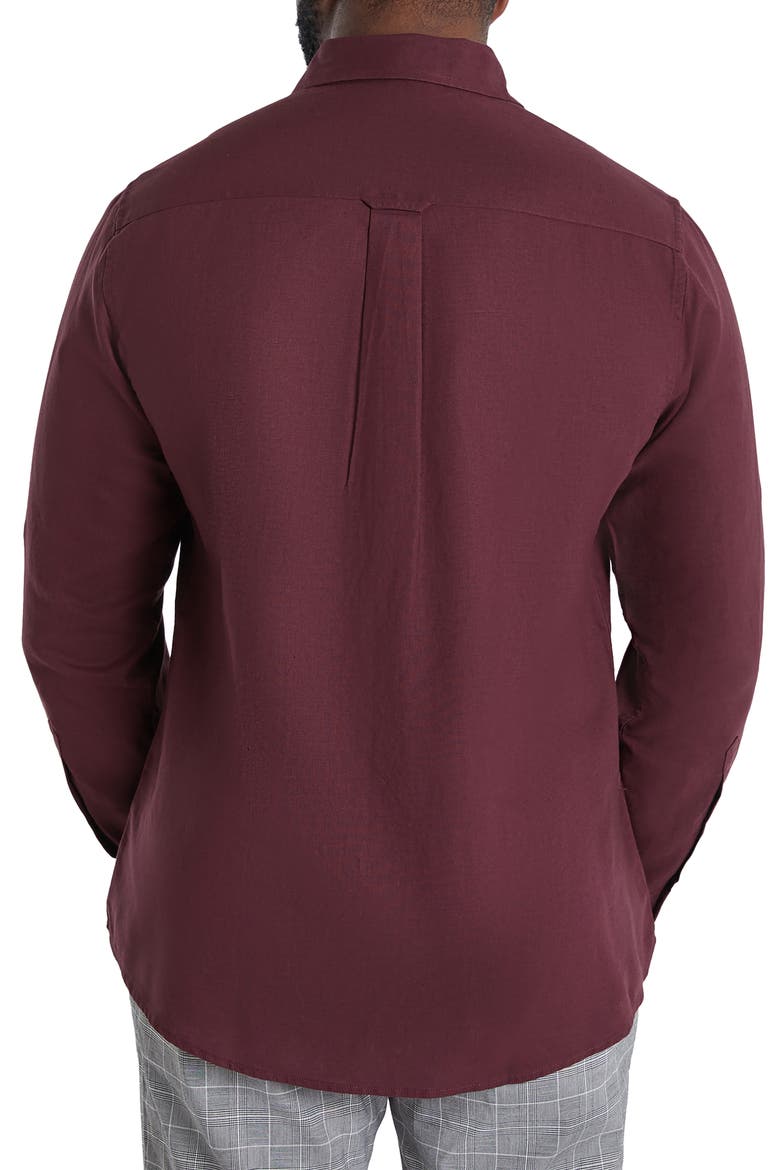 Anders Linen Blend Button-Up Shirt, Alternate, color, MERLOT