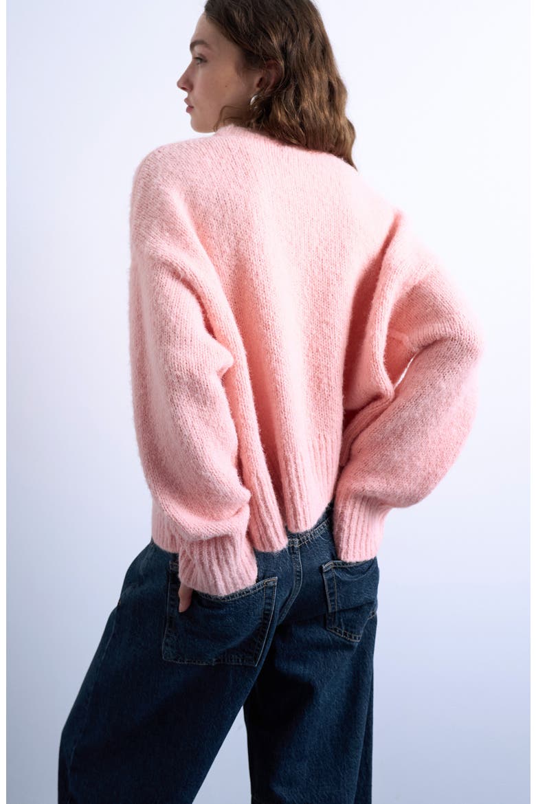 Fluffy Crewneck Sweater, Alternate, color, PINK
