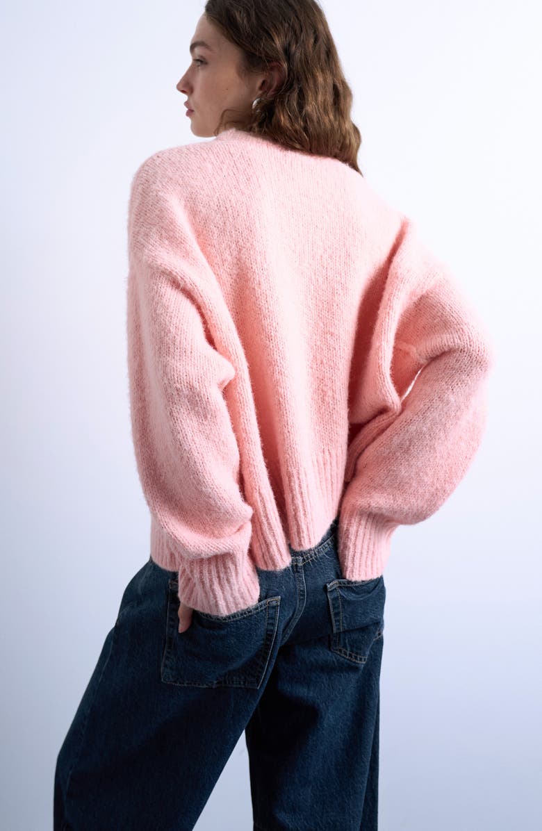 Topshop Fluffy Crewneck Sweater, Alternate, color, Pink