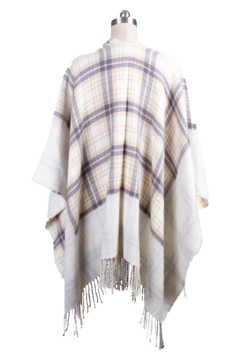 Plaid Tassel Ruana, Alternate, color, IVORY