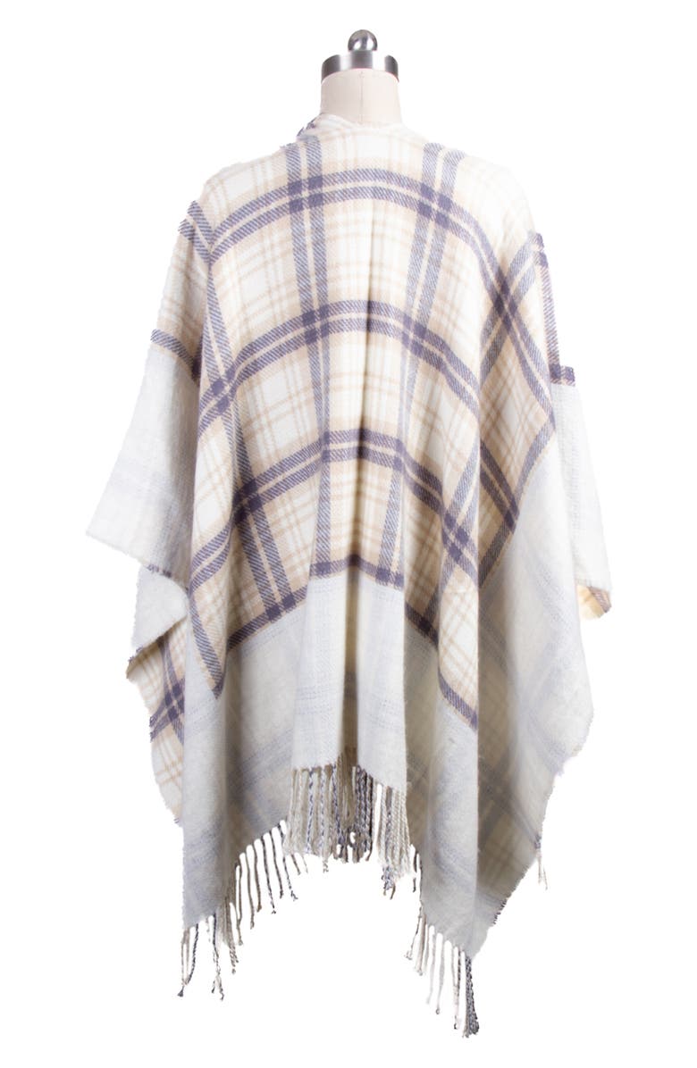 SAACHI Plaid Tassel Ruana, Alternate, color, Ivory