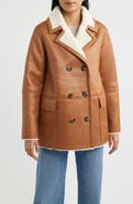 Bernardo Double Breasted Faux Shearling Coat