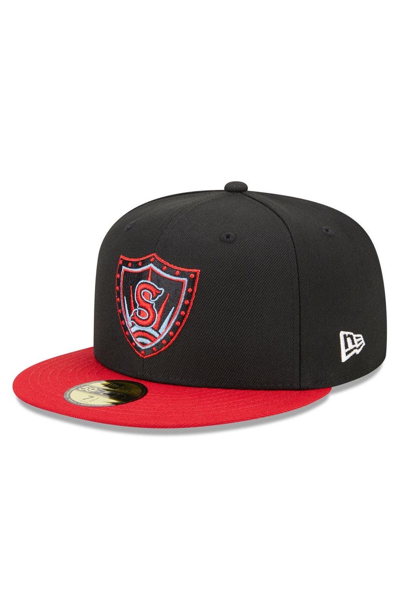 New Era Men's New Era Black/Red Spokane Indians Marvel x Minor League 59FIFTY Fitted Hat, Main, color, Black