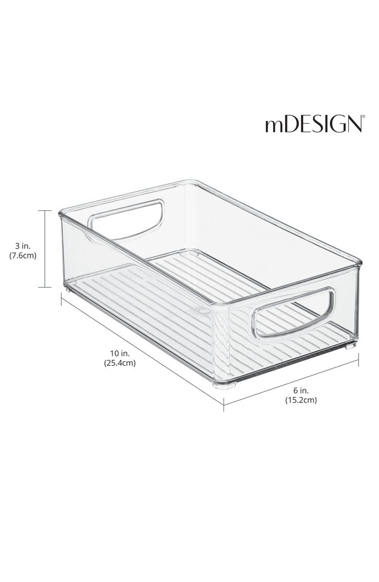 mDesign Small Plastic Kitchen Storage Container Bin with Handles - Organization in Pantry, Refrigerator or Freezer - Food Organizer for Fruit, Yogurt, Squeeze Pouches, Ligne Collection, 8 Pack, Clear, Alternate, color,