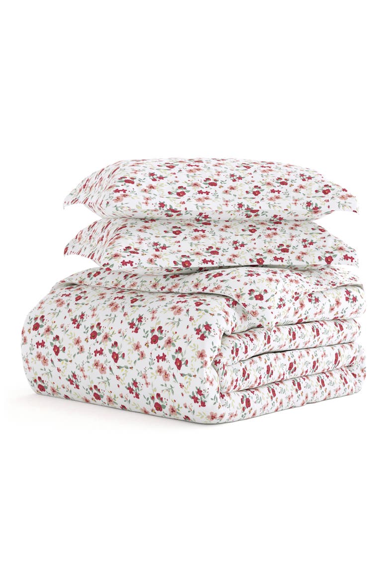 HOME SPUN Premium Ultra Soft 3-Piece Blossoms Print Duvet Cover Set, Main, color, PINK