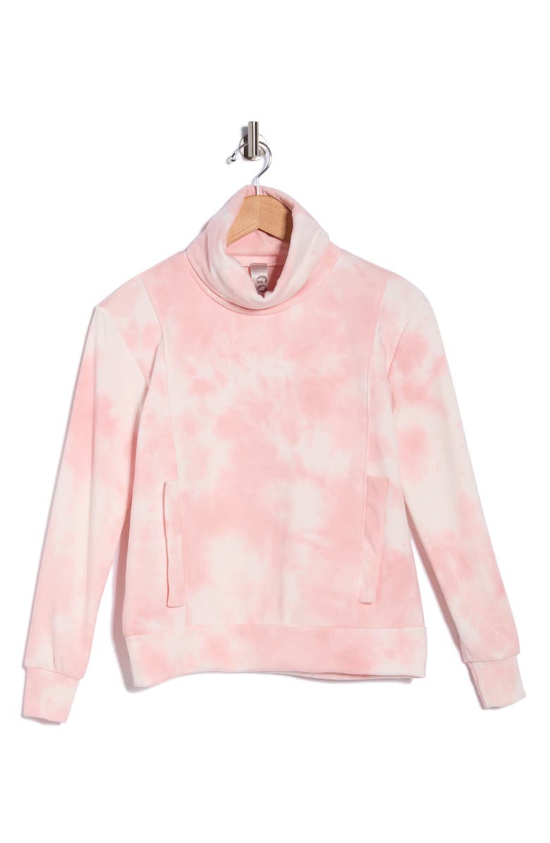 GO COUTURE Tie Dye Turtleneck Sweater, Alternate, color, Pink/ Grey Splash