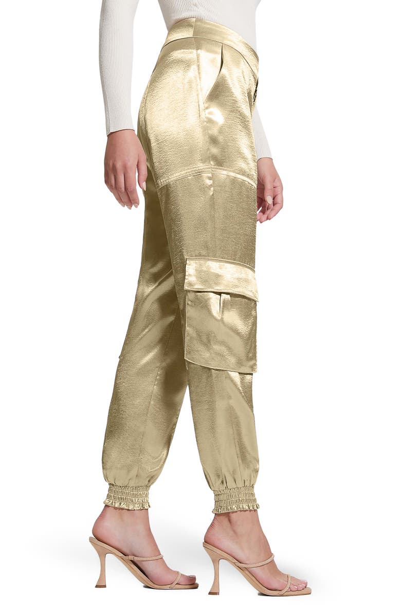 GUESS Soundwave Textured Satin Cargo Pants, Alternate, color, Cemento