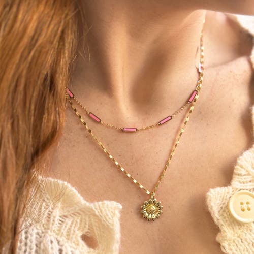 The Lovery Fine Jewelry Bubblegum Pink Bar Chain Necklace In Pink