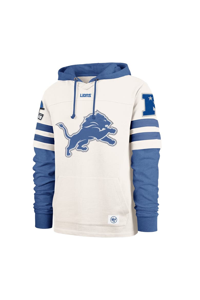 Men's '47  Cream Detroit Lions Split Zone Cornerback Duo Lacer Hoodie, Alternate, color, Cream