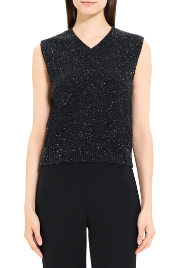 Theory Marled Wool & Cashmere Sweater Vest In Black