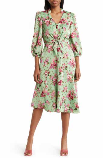 Julia Jordan Floral Print Tie Front Long Sleeve Dress