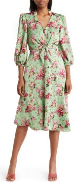 Julia Jordan Floral Print Tie Front Long Sleeve Dress