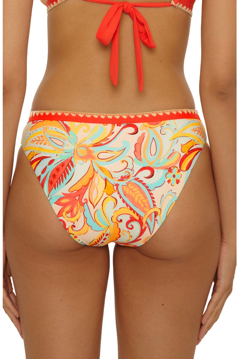 Phuket Embroidered Trim Hipster Bikini Bottoms, Alternate, color, ORANGE MULTI