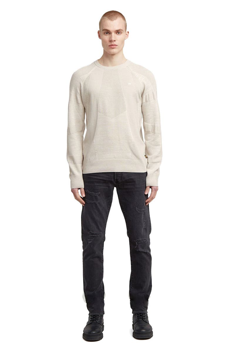 G-STAR 3D Biker Textureblock Crewneck Sweater, Alternate, color, White Bait Multi