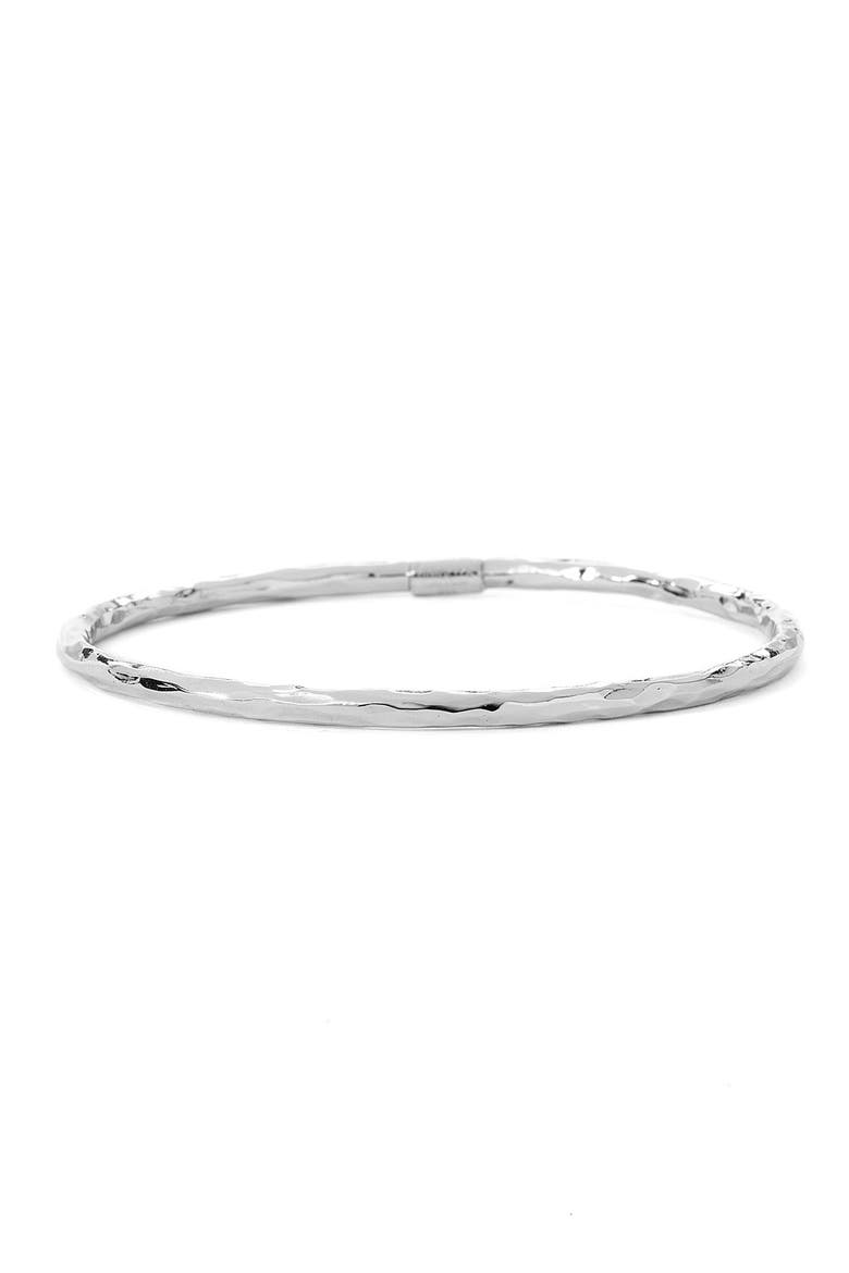 'Glamazon' 4mm Hammered Bangle, Main, color, STERLING SILVER