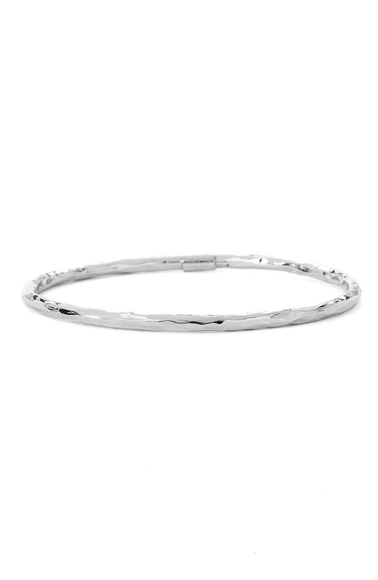 Ippolita 'Glamazon' 4mm Hammered Bangle, Main, color, Sterling Silver