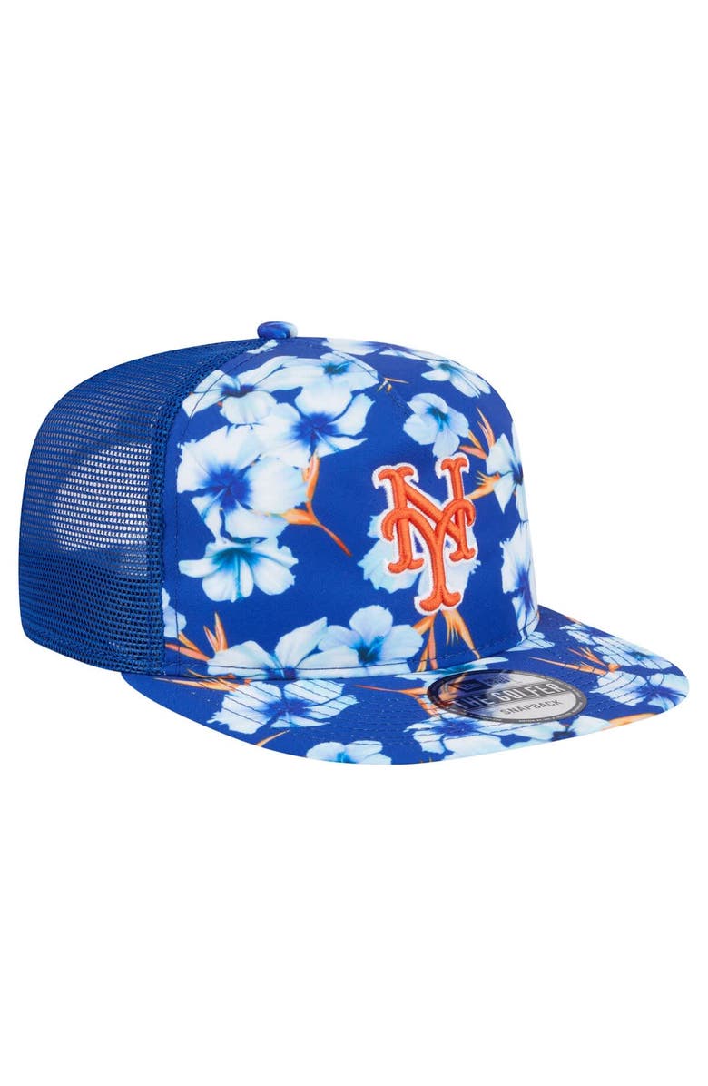 New Era Men's New Era Royal New York Mets Adventure Pattern Golfer Trucker Snapback Hat, Alternate, color, 