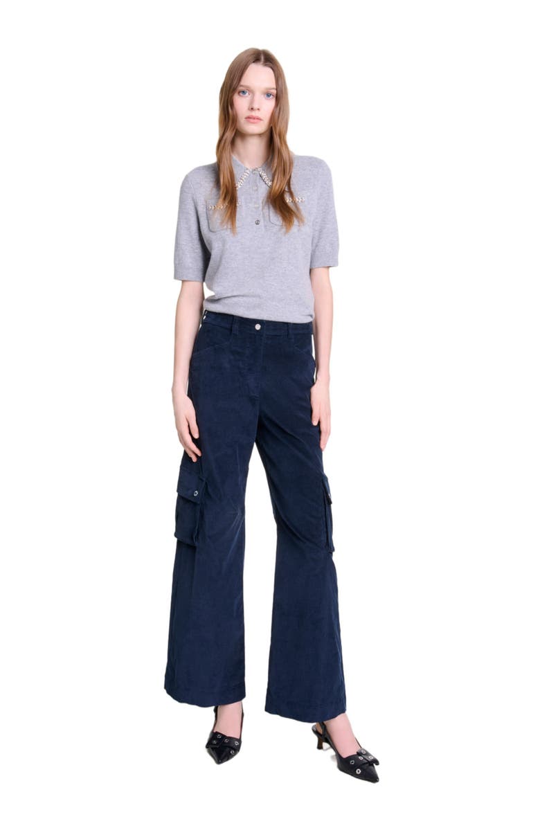 maje Velour cargo trousers, Main, color,