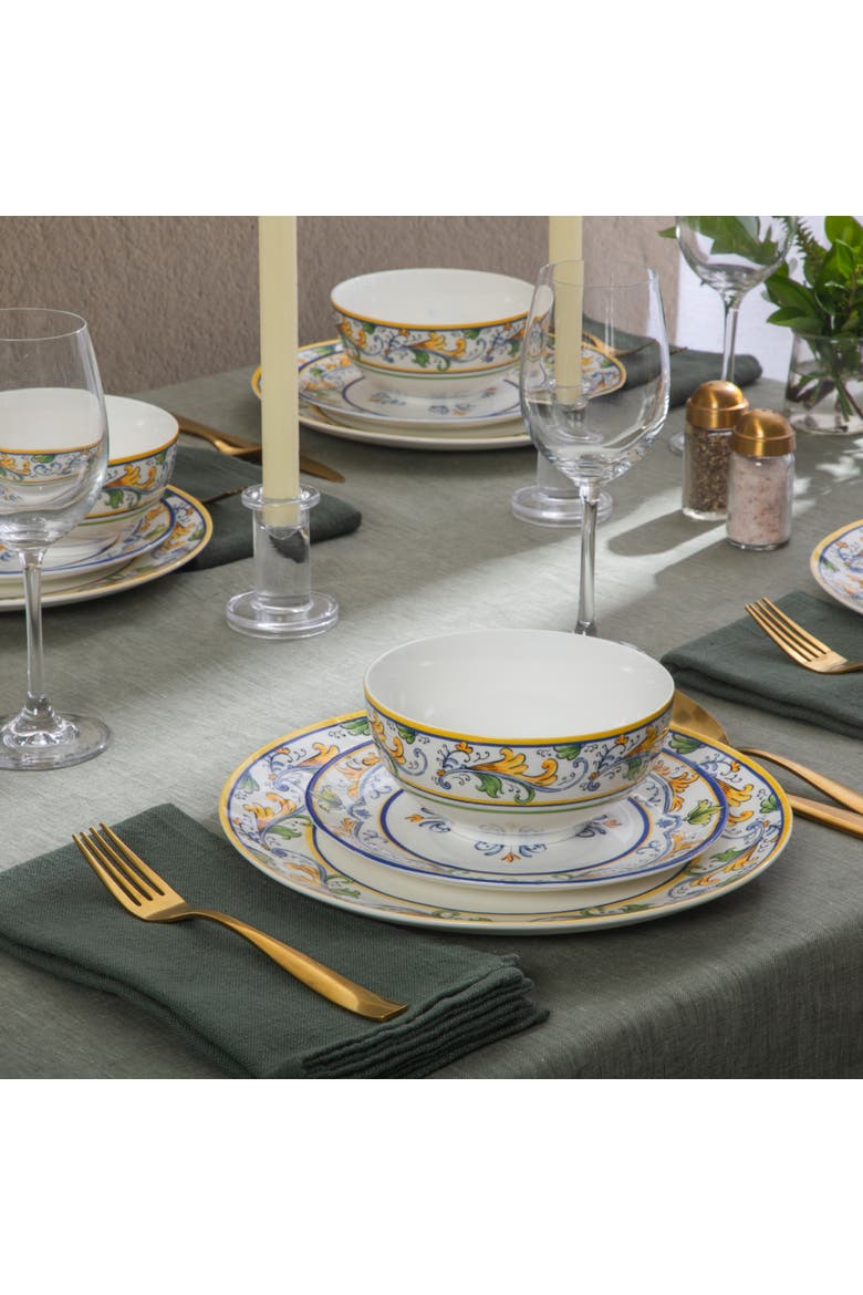 Sur La Table Arbor Days 12-Piece Decorated Ceramic Dinnerware Set, Alternate, color, Ivory