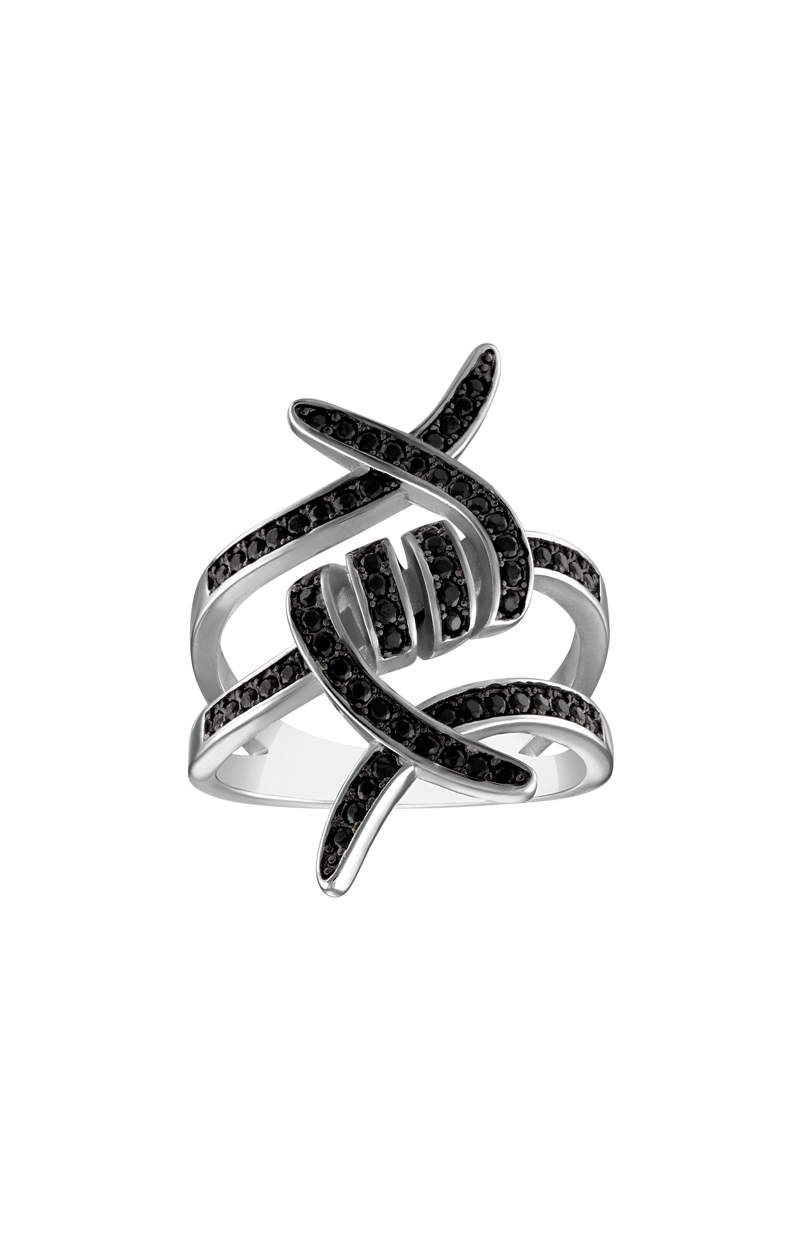 FZN Sterling Silver Black Spinel Ring