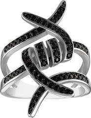 FZN Sterling Silver Black Spinel Ring