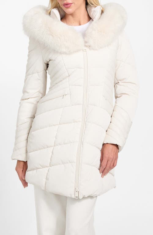 Guess New Oxana Mixed Media Puffer Coat In White